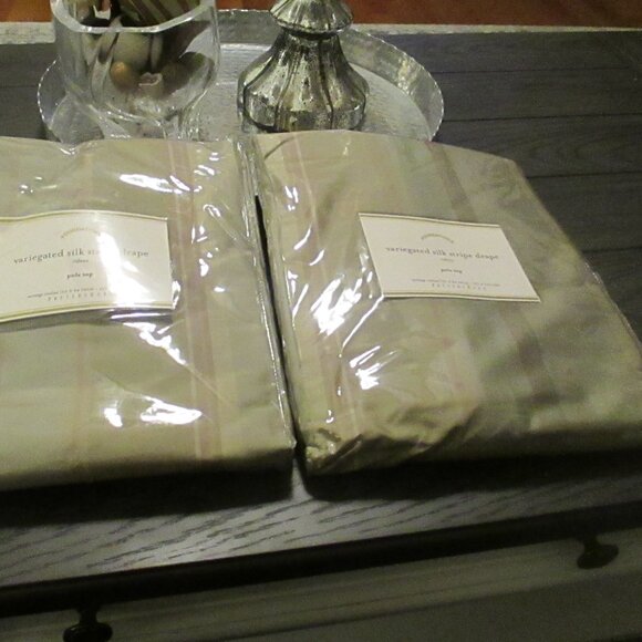 Pottery Barn Variegated Silk Stripe Drapes - Picture 2 of 7